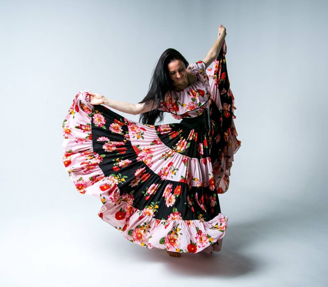 Gypsy dance costume Day And Night. Flamenco dress. Mexican Etsy