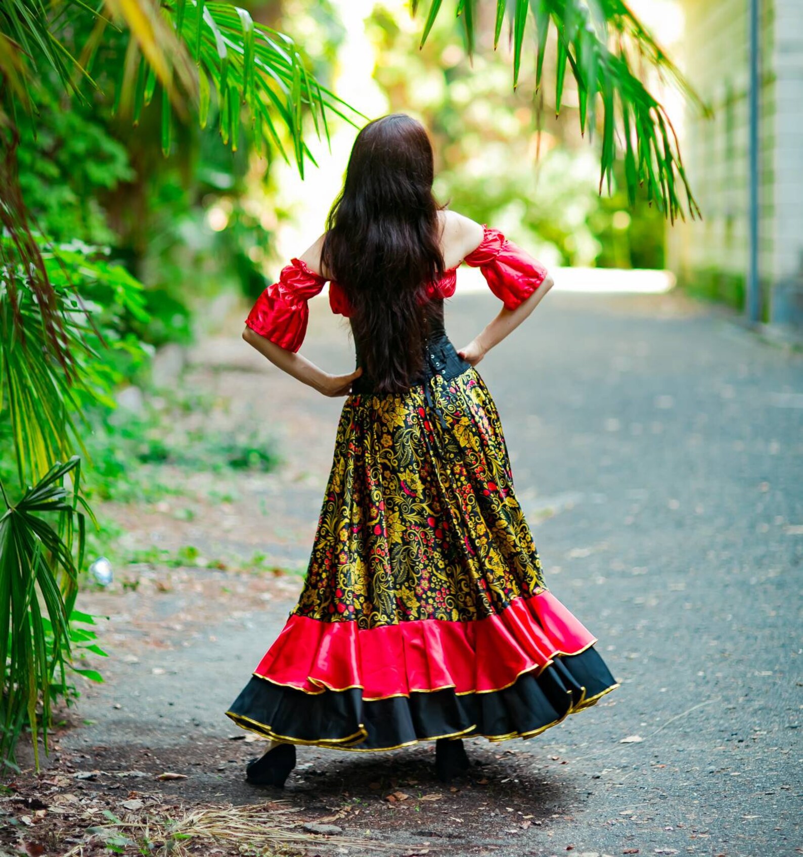 Gypsy dance skirt 'Russian Hohloma'. Flamenco skirt. Etsy