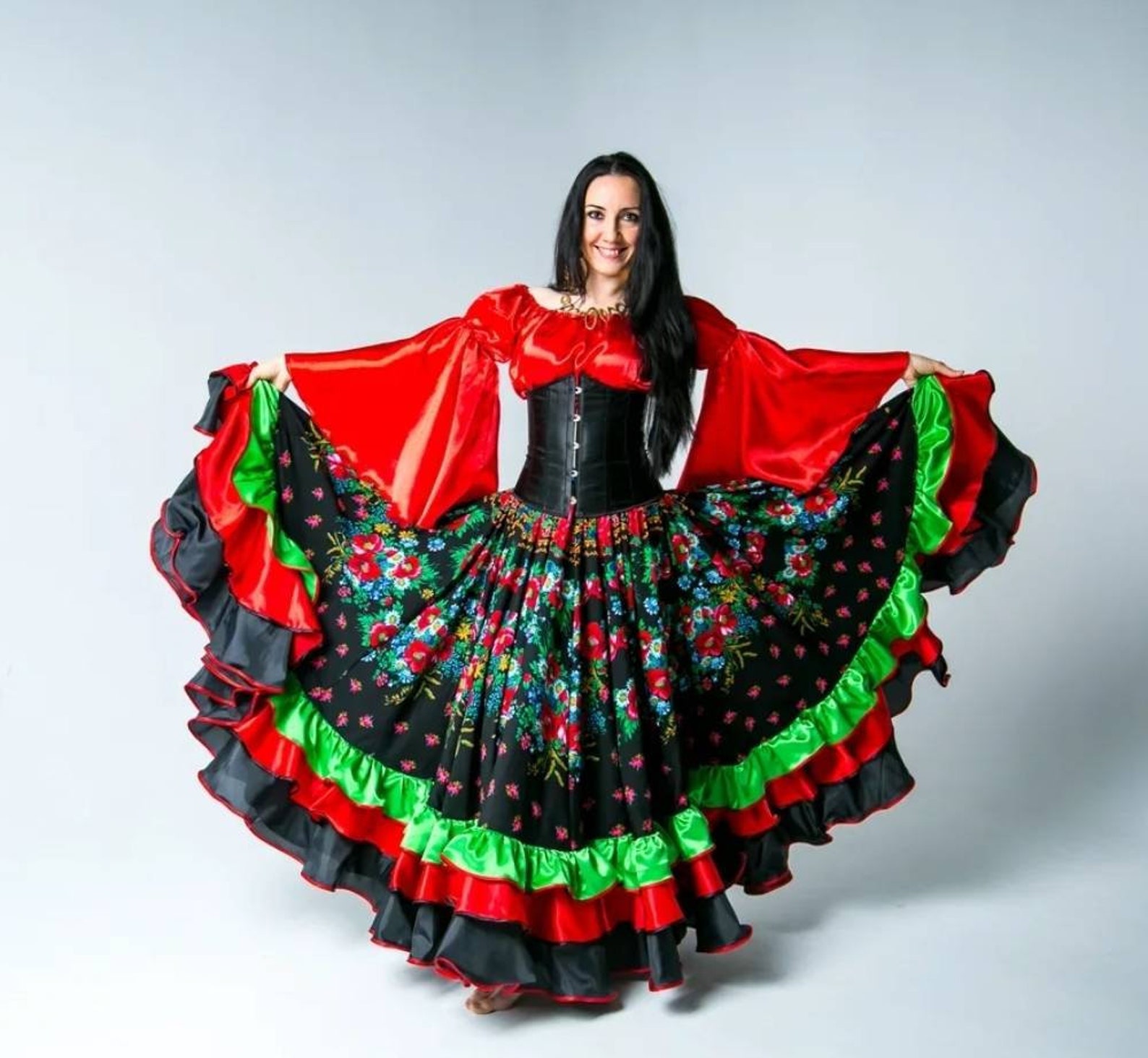 Gypsy dance skirt Russian summer. Flamenco skirt. Dance wear. Etsy