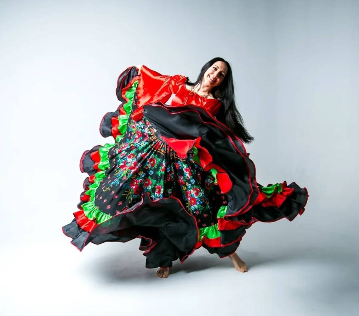 Gypsy dance skirt Russian summer. Flamenco skirt. Dance wear. Etsy