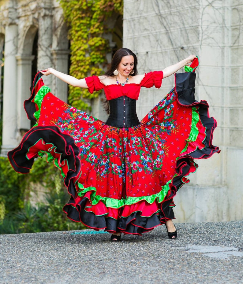Gypsy dance skirt Russian seasons. Flamenco skirt. Etsy