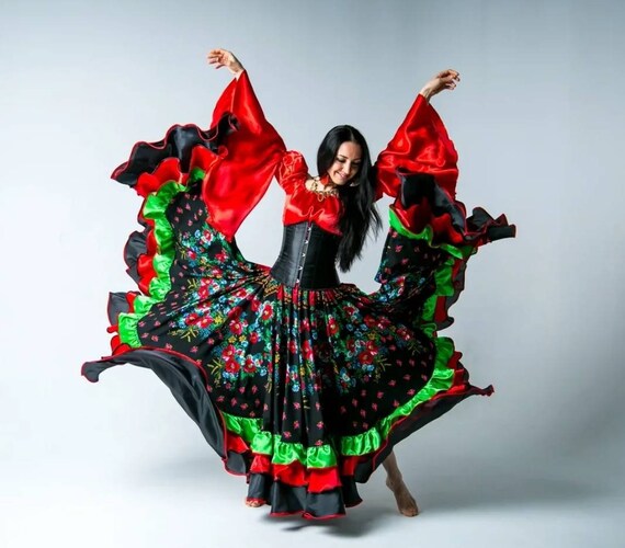 Gypsy dance skirt Russian summer. Flamenco skirt. Dance wear. Etsy