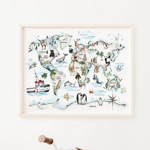 Personalisierte Kinder Weltkarte Kinderzimmer Druck, Baby Jungen Kinderzimmer Wanddekor, benutzerdefinierte Baby Name Druck, Weltreisende Karte, Geschenk für Kindergartentner