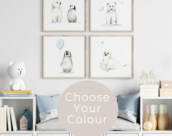 Arctic Animal Nursery Art Prints: Scandinavian Penguin & Polar Bear Set of 4