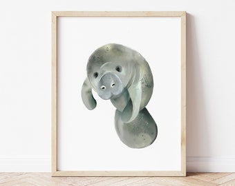 Florida Manatee Print: Ocean Nursery Wall Art