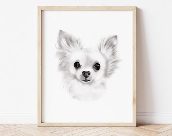 Chihuahua Puppy Print, Dog Face Wall Decor, Chihuahua Gift, Pet Dog Picture, Chihuahua Sketch Art, Puppy Portrait Artwork, Puppy Nursery,