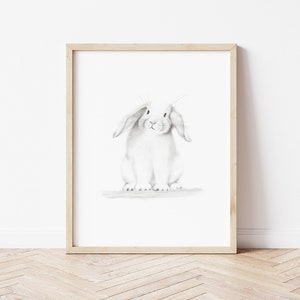 Bunny Nursery Art Rabbit Sketch Baby Farm Animal Print - Etsy