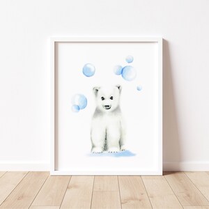 Kunstprint ijsbeerbellen kinderkamer: Scandinavisch kinderdecor
