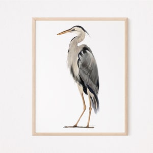 Heron Bird Art Print, Great Blue Heron Painting, Coastal Bird Artwork, Seabird Picture, Gift for Bird Lover, Bird Housewarming Gift