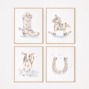Cowboy Nursery Art Prints: Rustic Western Decor Set