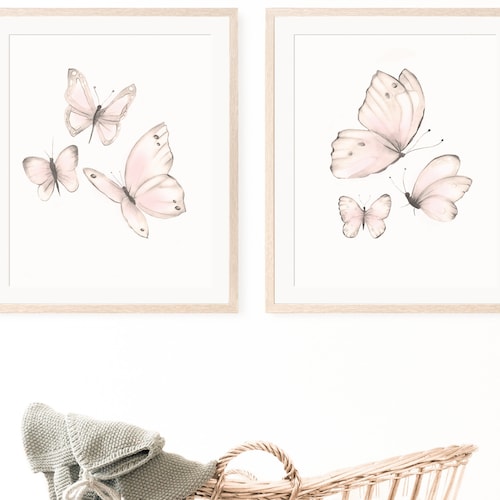 Butterfly Wall Art Vintage Butterflies Decor Butterfly Art Etsy