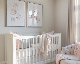 Butterfly Nursery Art Prints: Sweet Blush Baby Girl Decor (Set of 2)