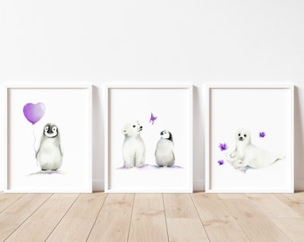 Arctic Animal Nursery Prints: Scandi Kids Room Decor