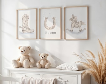 Cowboy Nursery Prints: Personalized Name Baby Wall Art