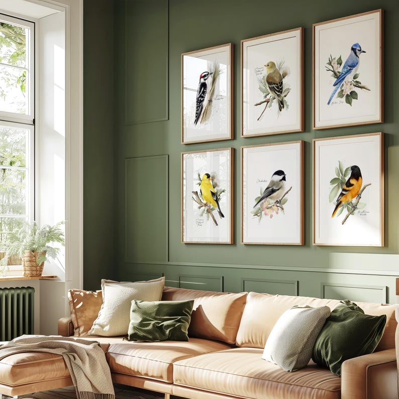 Backyard Birds Art Prints: Set of 6 Midwest Garden Birds & Flowers - Etsy