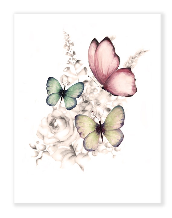 Butterfly Art Print Vintage Butterflies Nature Art | Etsy