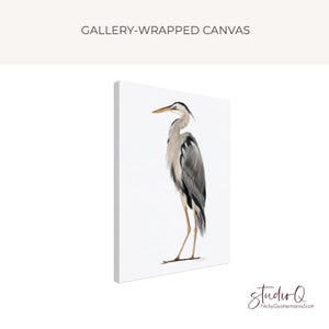 Blue Heron Art Print: Lake Bird Watercolour Illustration Canvas