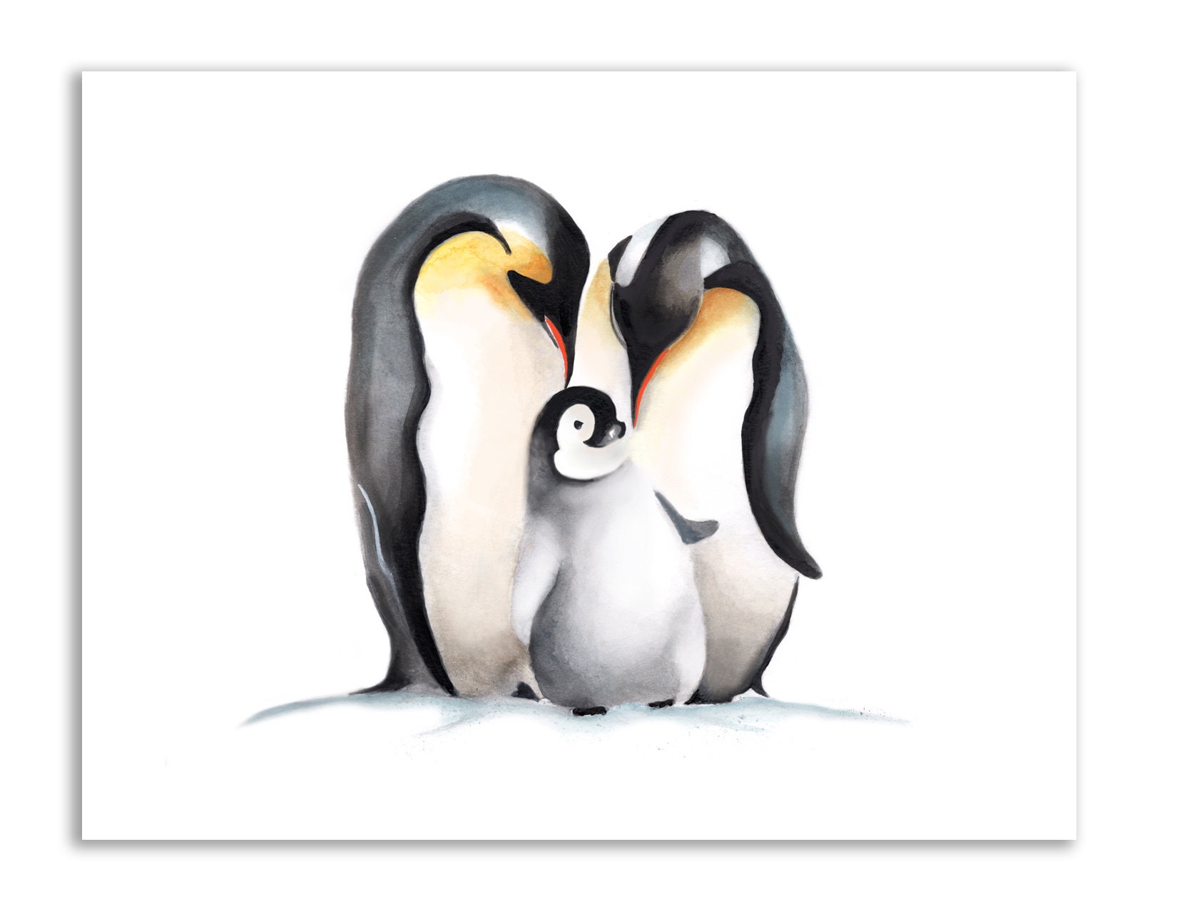 Penguin Nursery Emperor Penguin Family Painting Animal | Etsy