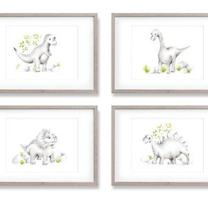 Dinosaur Nursery Art Prints: Pencil Drawing Set of 4