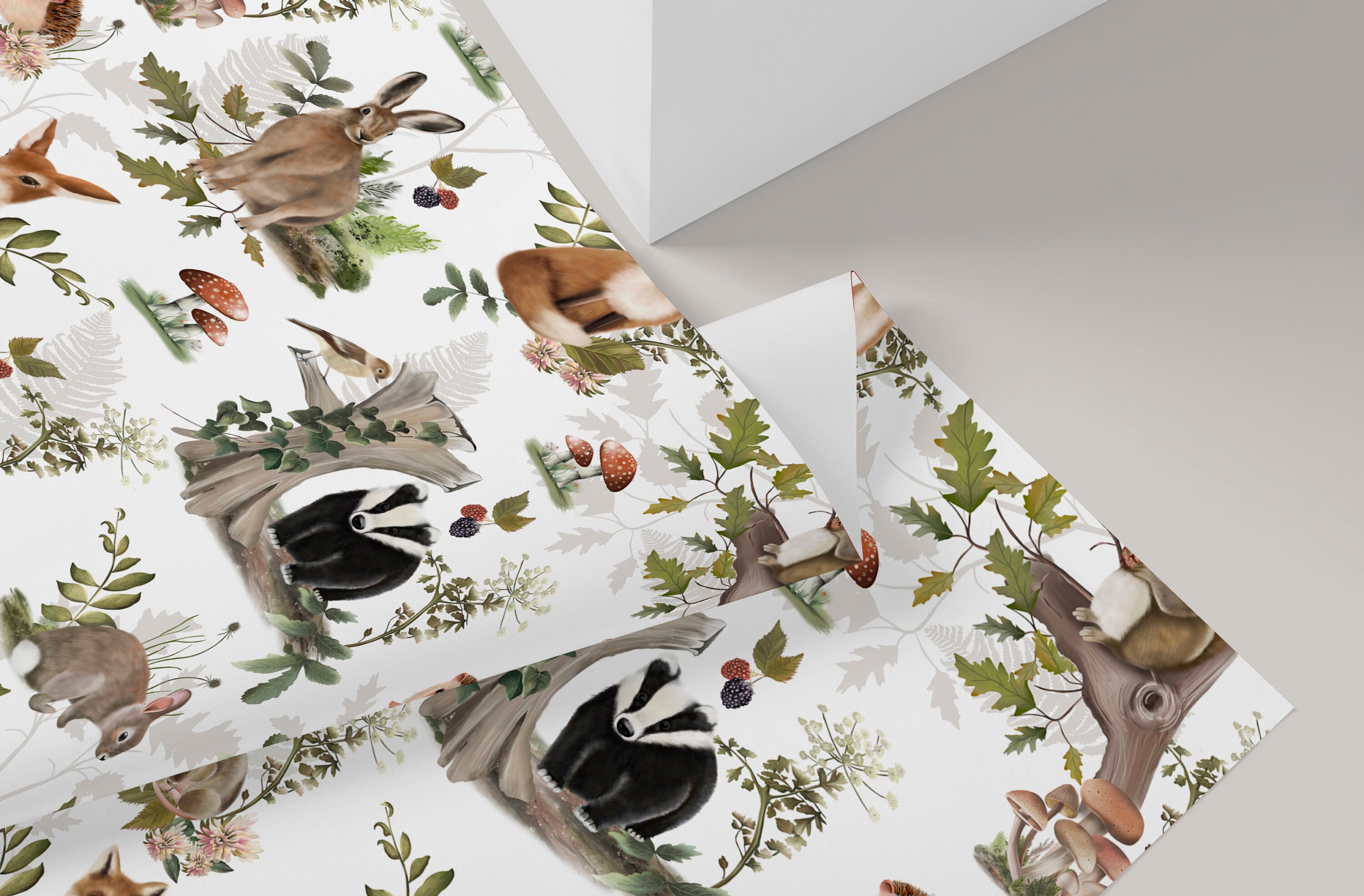 AnyDesign 12Pcs Woodland Creature Wrapping Paper Woodland Animal Eucalyptus  Gift Wrap Paper Folded Flat Forest Theme Art Paper for Birthday Baby
