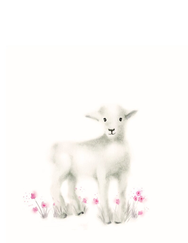 Lamb Nursery Art Pink Nursery Baby Girl Nursery Art Etsy