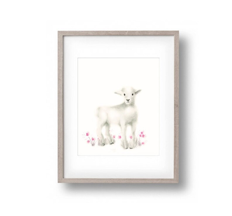 Lamb Nursery Art Pink Nursery Baby Girl Nursery Art Etsy