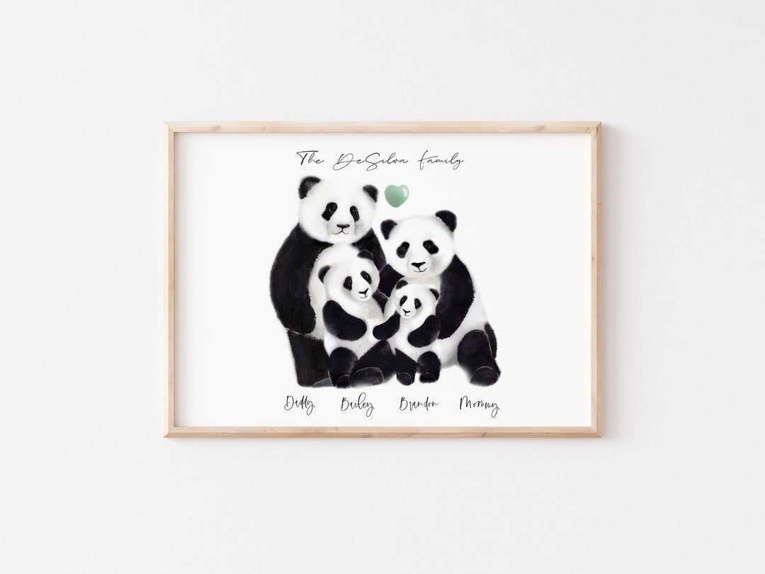 Personalized Panda Family Art Print Custom Panda Bear Family - Etsy
