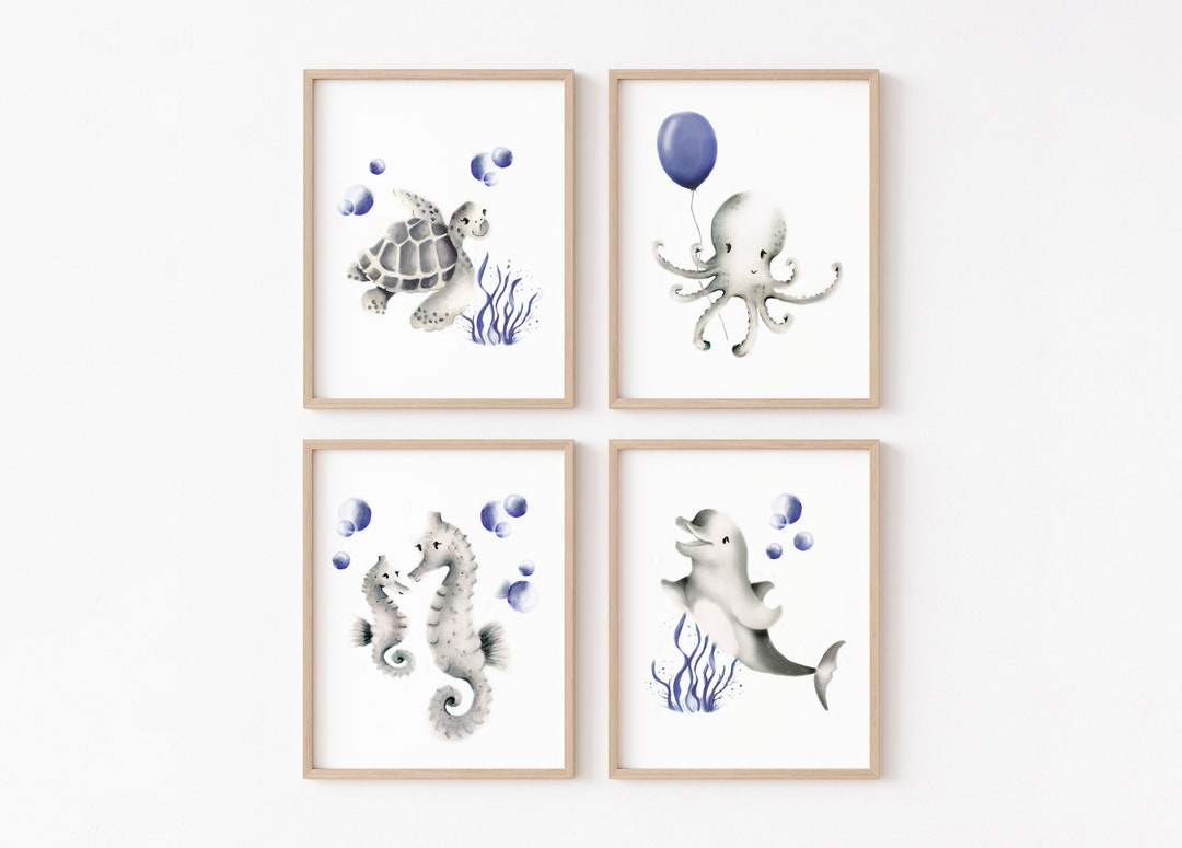 Ocean Nursery Prints, Baby Sea Animal Art, Nautical Nursery, Kids Wall ...
