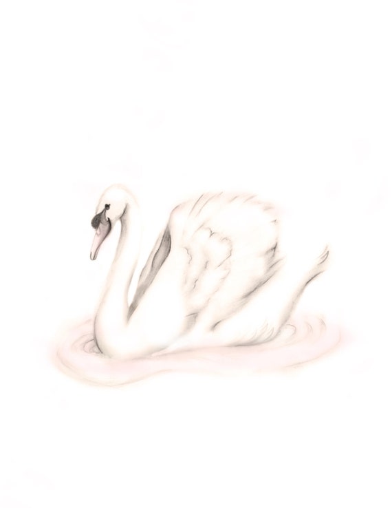 Baby Girls Wall Decor Girls nursery decor watercolor swan girls wall art baby shower gift