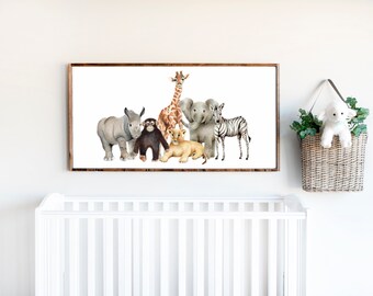 Panorama Safari Print, Baby Wall Decor, Baby Nursery Gift, Safari Nursery Art Print, Panoramic Nursery Picture, Kids Wall Art Boys