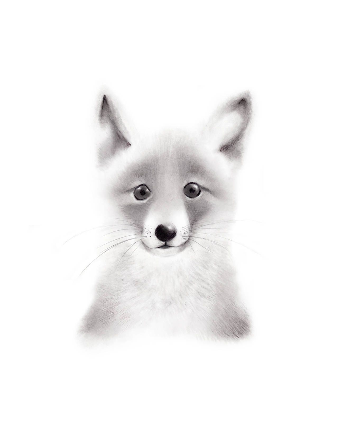 Fox Nursery Art Pencil Drawing Baby Animal Face Woodland Etsy Fox Nursery Art Pencil Drawing Baby Animal Face Woodland Etsy