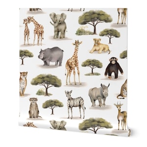 Safari Animals Nursery Wallpaper: Peel and Stick Kids Decor