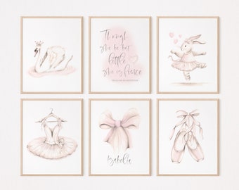 Ballerina Art Prints, Ballet Dancer Set of 6 Prints, Little Girl Ballet Gift, Personalized Dance Sketch Prints, Ballet Drawing Art,