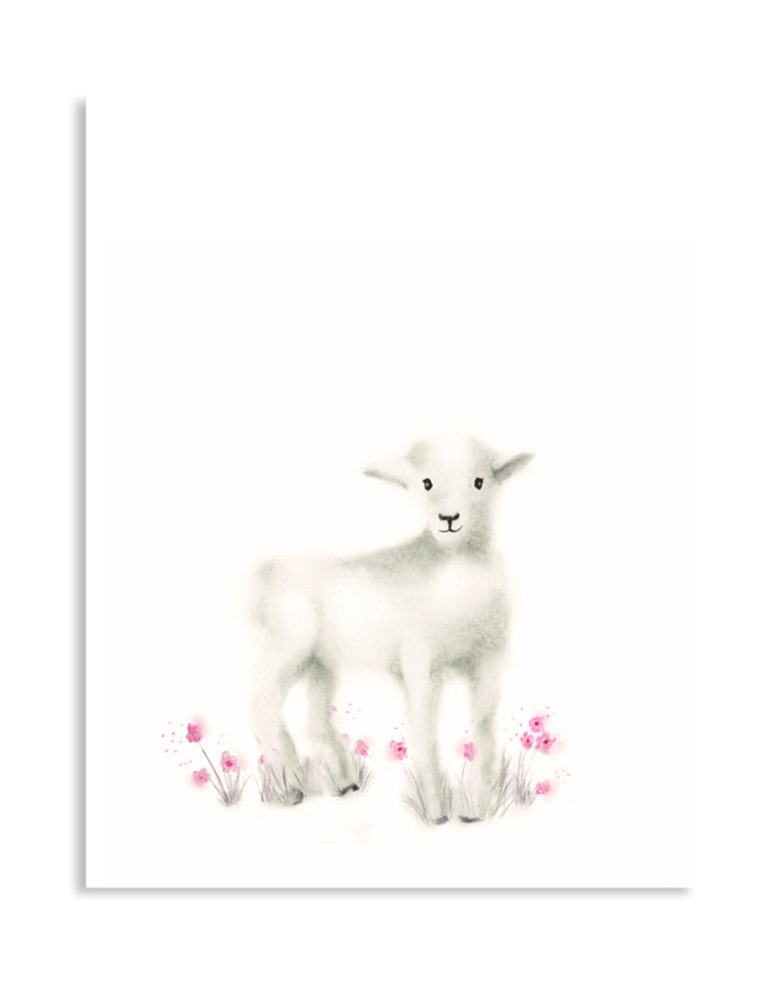 Lamb Nursery Art Pink Nursery Baby Girl Nursery Art Etsy