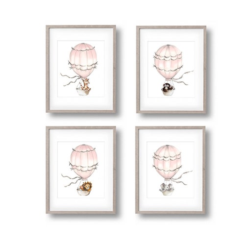 Hot Air Balloon Nursery Prints Baby Safari Animal Art Sweet Etsy