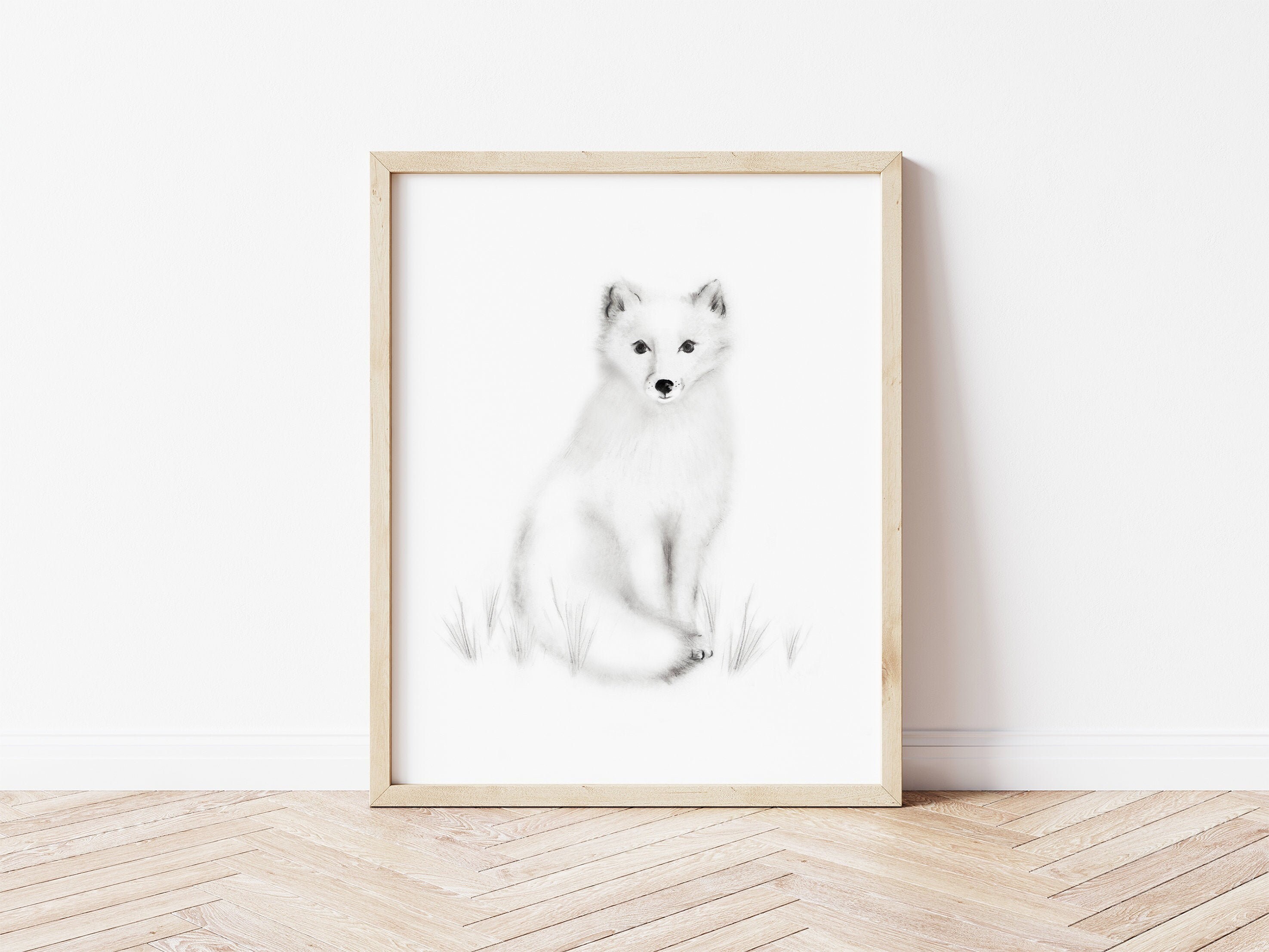 Polarfuchs Kindergarten Kunst Weisser Fuchs Bleistift Etsy