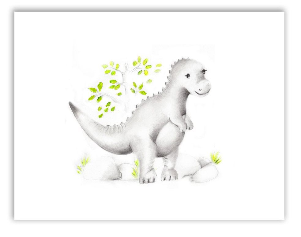 Dinosaur Nursery Art Set of 4 Prints Diplodocus T Rex Etsy
