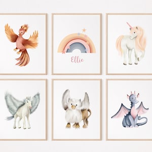 Mythical Animal Art Prints: Fantasy Nursery Decor
