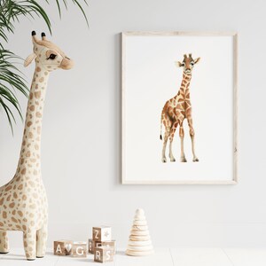 Giraffe Nursery Print: Safari Animal Watercolour Art