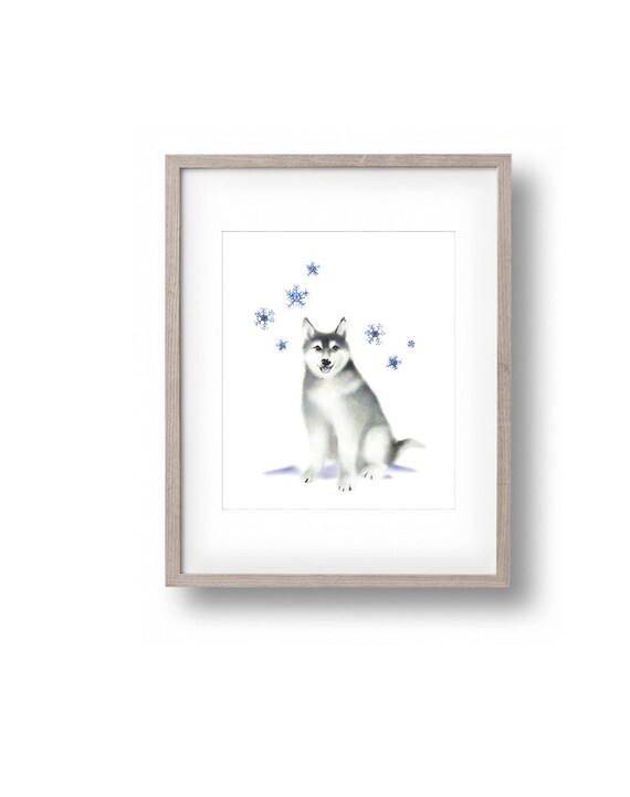 Dog Nursery Print Siberian Husky Puppy Nursery Art Arctic Etsy
