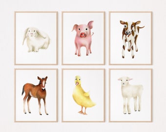 Baby Farm Animals Prints: Nursery Wall Art, Set of 6
