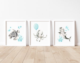 Sea Animal Nursery Art Prints: Custom Ocean Creature Wall Decor