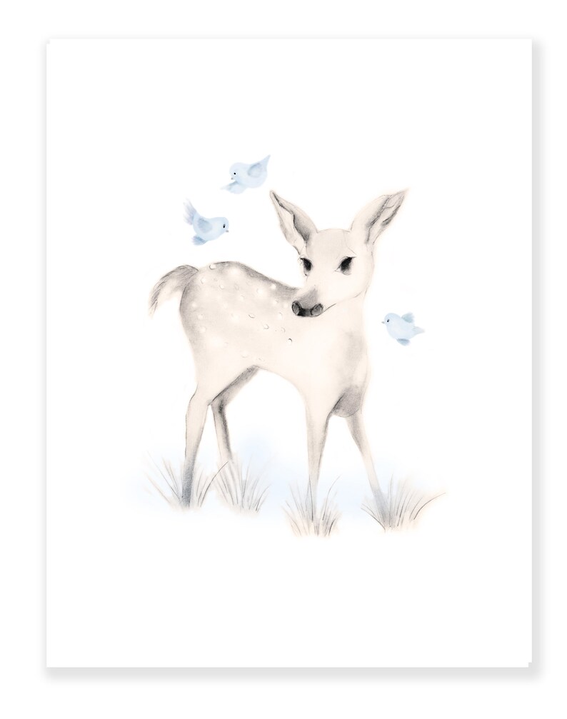 Deer Nursery Prints Baby Boy Nursery Fawn Set of 3 Prints Etsy