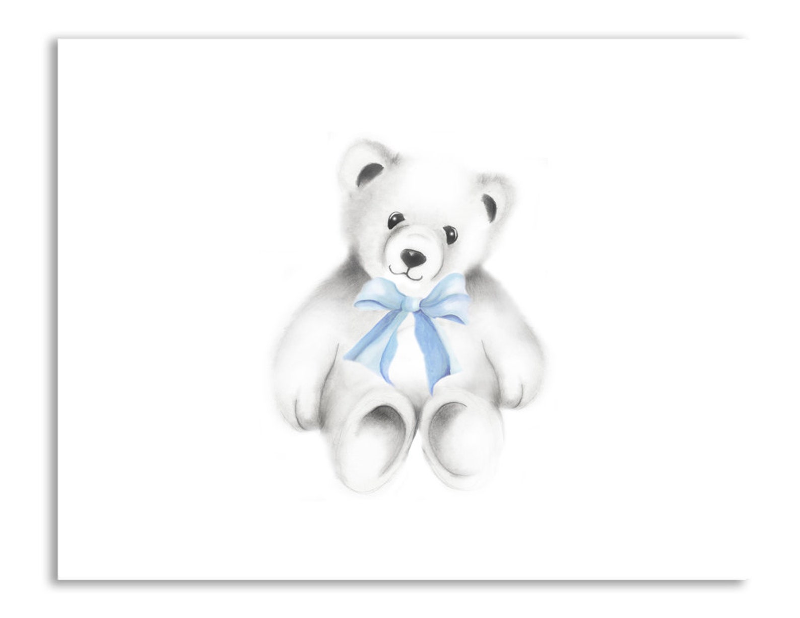 Teddy Bear Prints Set of 4 Teddy Art Bears With Bows Etsy