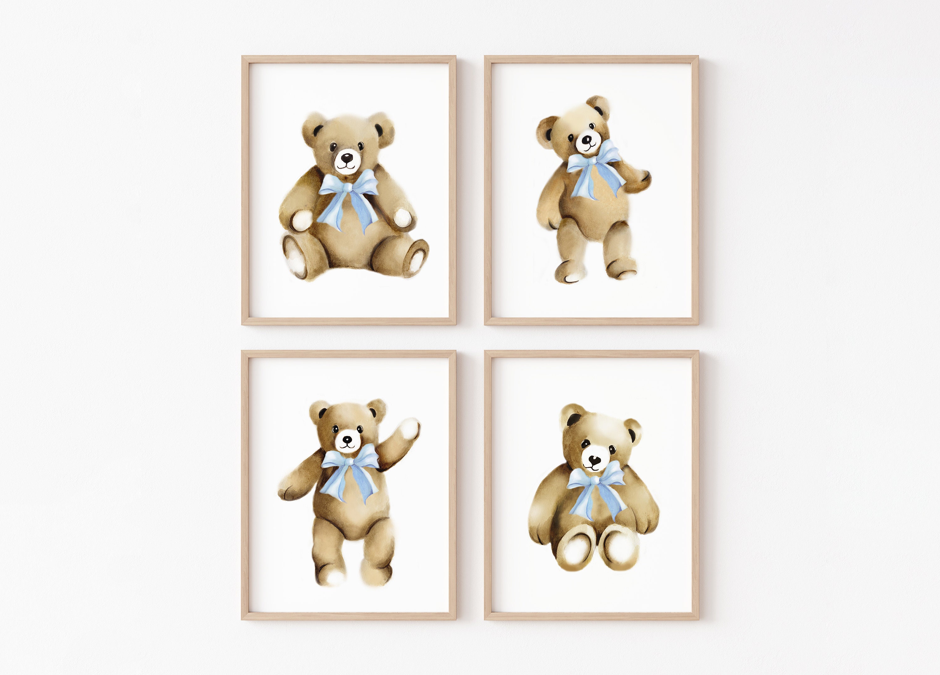 Examen album Opdagelse Spædbarn Teddy Bear Prints Set of 4 Toy Teddy Art Bear Nursery Wall - Etsy