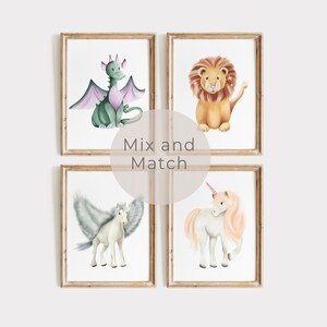 Mythische Baby Animal Prints: Fantasie Kinderzimmer Wand Dekoration (4er Set) Bild 3