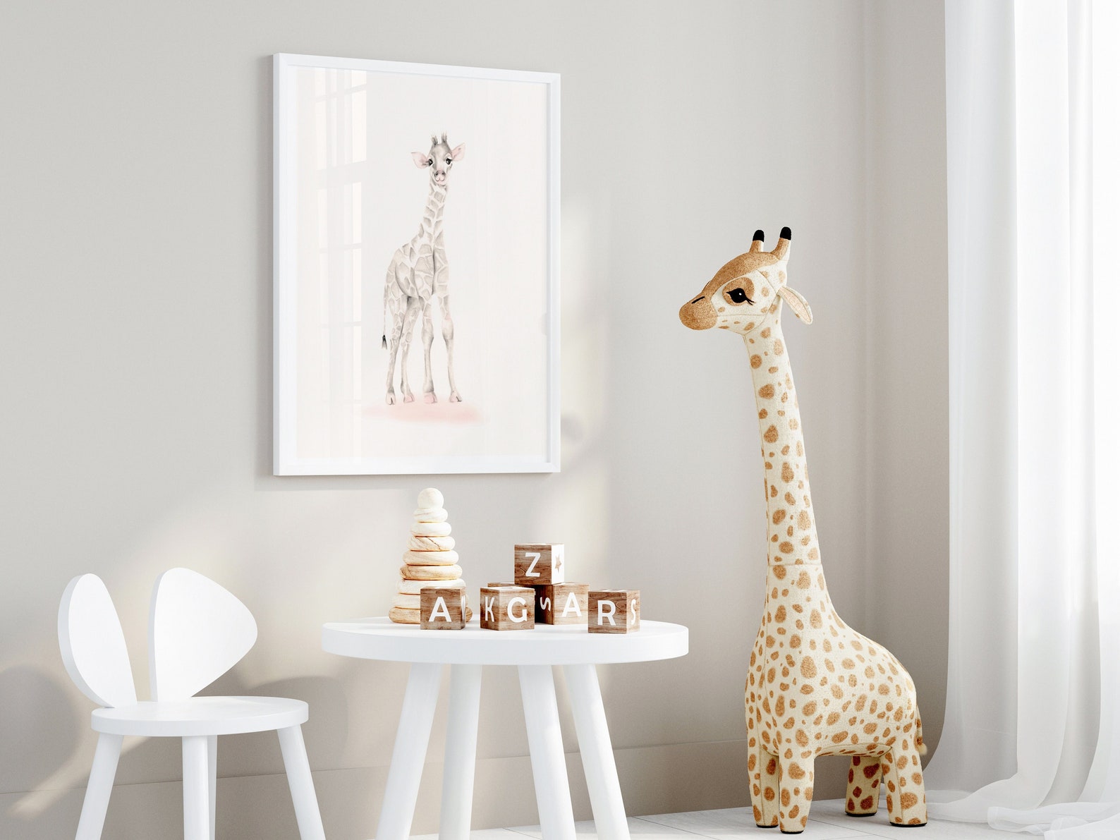Giraffe Baby Wall Decor Safari Prints for Baby Girl Giraffe Etsy