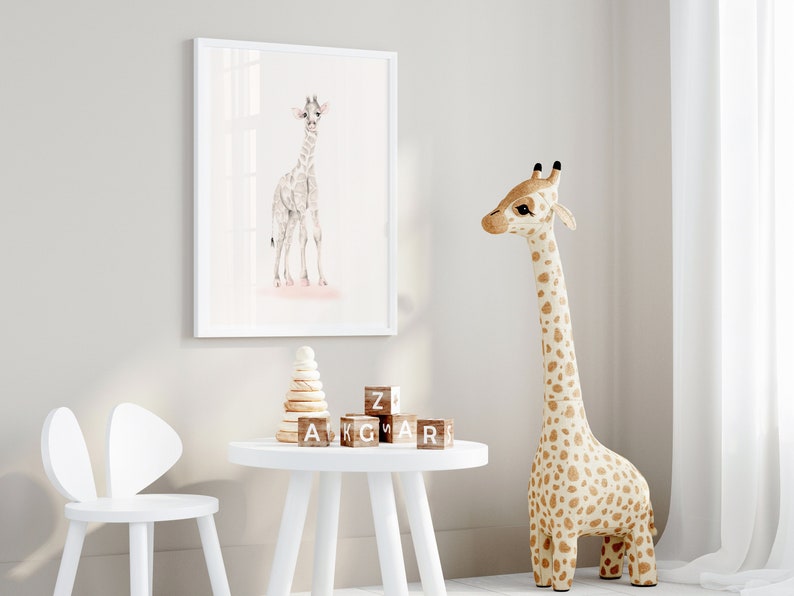 Giraffe Baby Wall Decor Safari Prints for Baby Girl Giraffe Etsy
