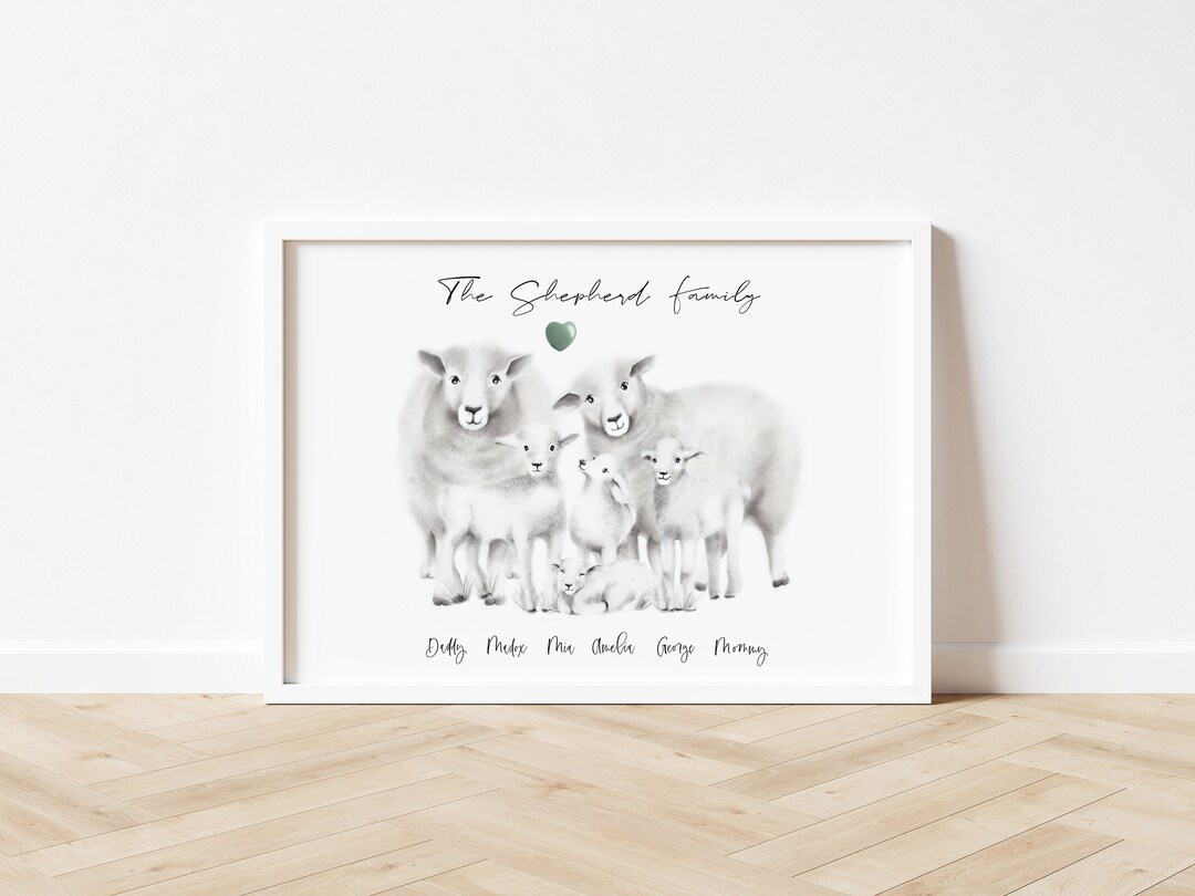 Personalized Sheep Family Art Print Sheep Family Name Wall Decor personalized-sheep-family-art-print-sheep-family-name-wall-decor