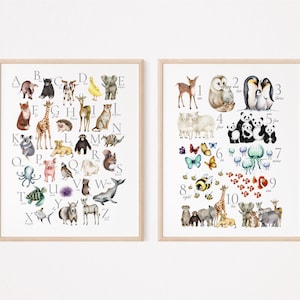 Set met dierenalfabet cijfers: kinderkamerdecoratie